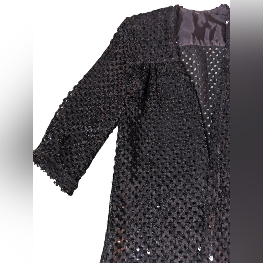 Vintage black sequin cardigan, large - Picture 7 of 12
